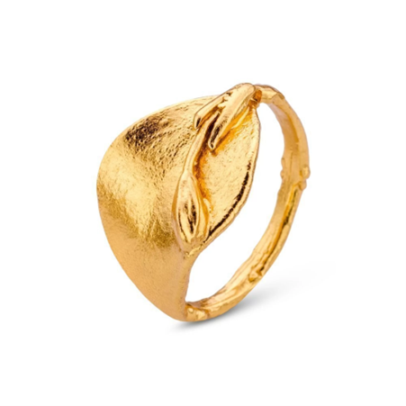 1TA0524-289 THALLO Tinos Jasmine Ring With Narrow Twig Base Gold #s192b (A-LX-E)