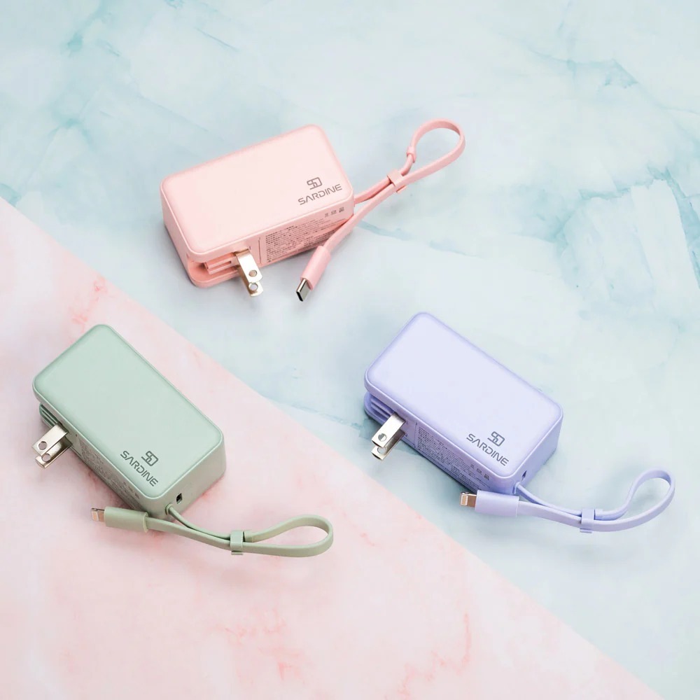 沙丁魚系列 自帶線插頭二合一快充行動電源 5000mAh ( Lightning / Type-C )「有標示wh」「可上飛機」