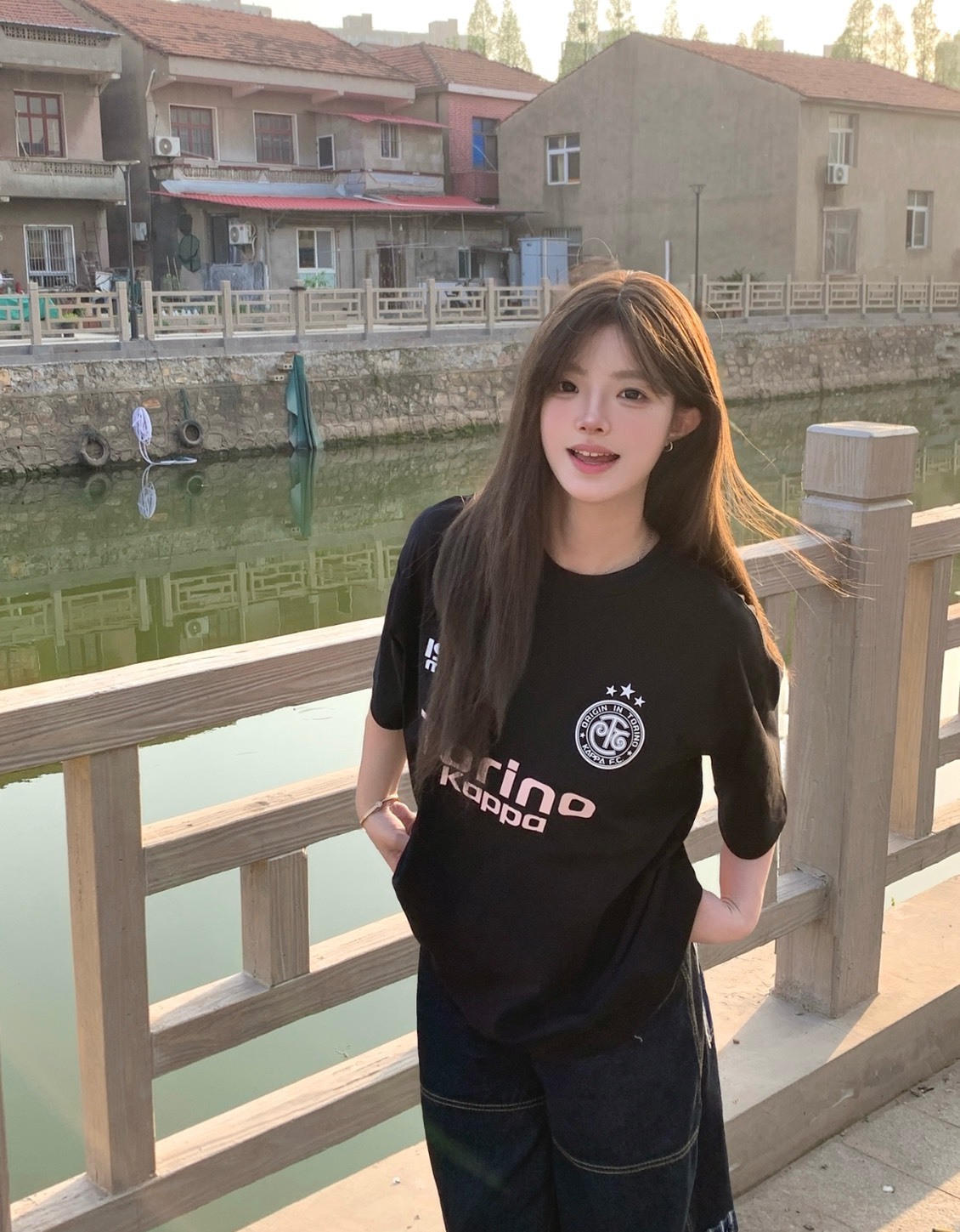 Kappa 1916 涼感寬版短袖Tee（黑色）