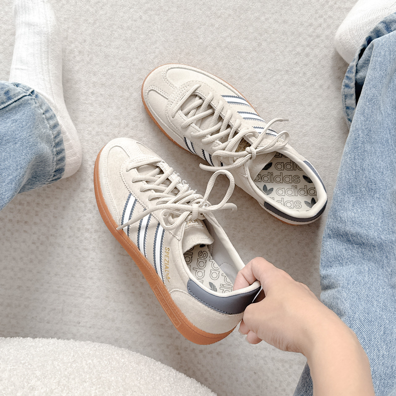 ADIDAS HANDBALL SPEZIAL 奶油藍灰 米色 米灰 霧霾藍 藍綠 焦糖底 男鞋 JH5441 / 現貨