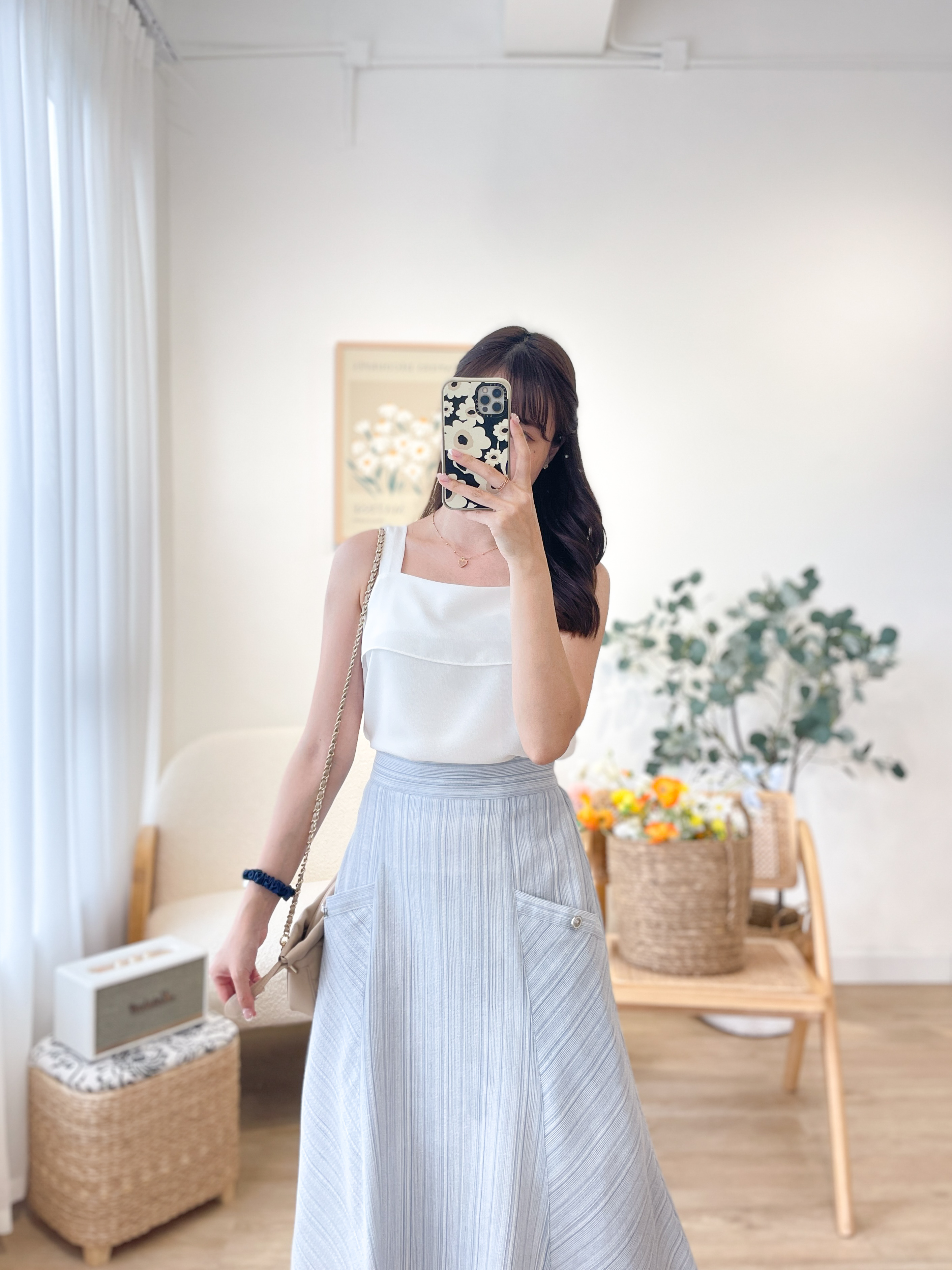 T1293 Frozen Blue Chiffon Tank Top
