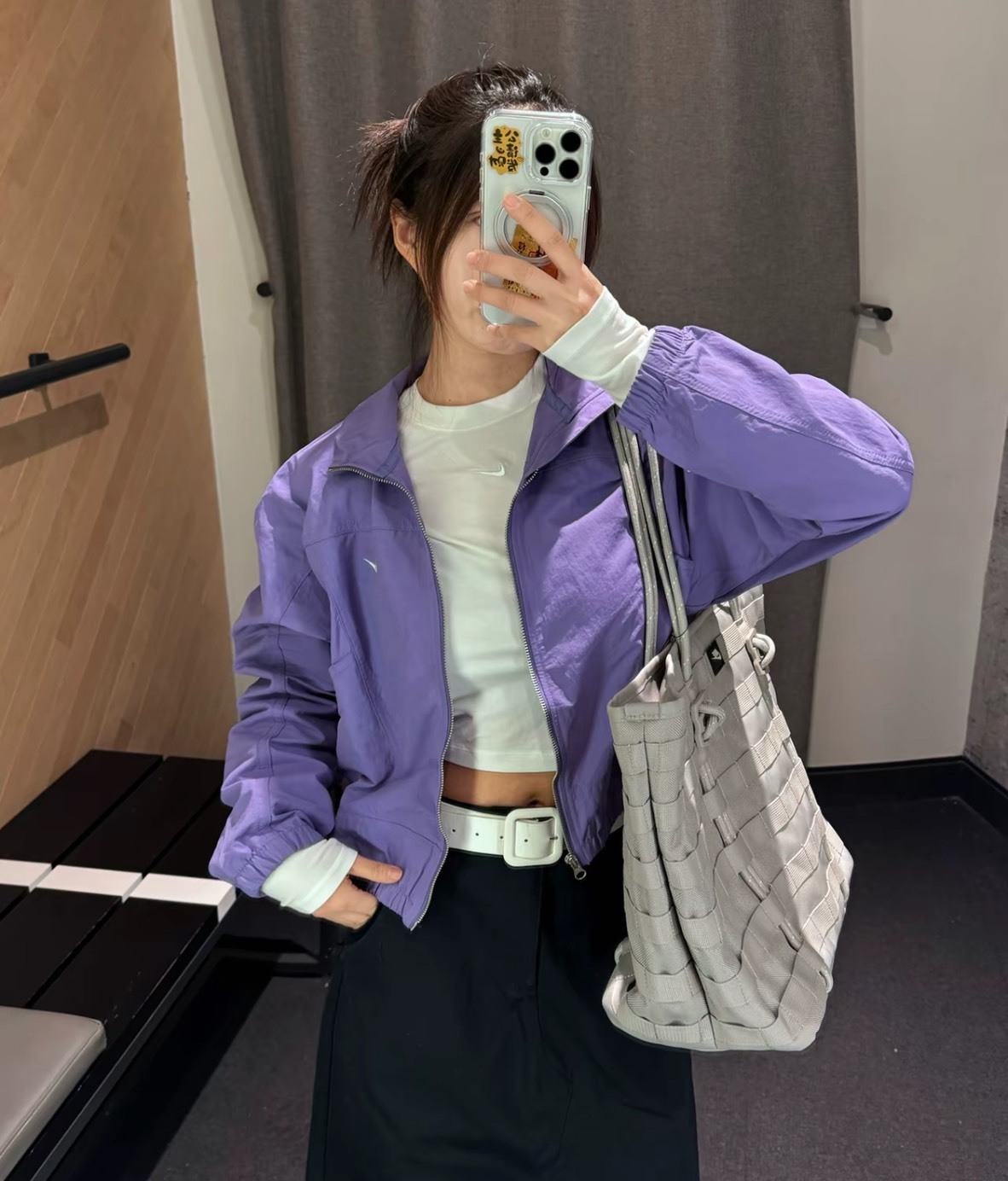 Nike  紫色立領Oversize休閒外套