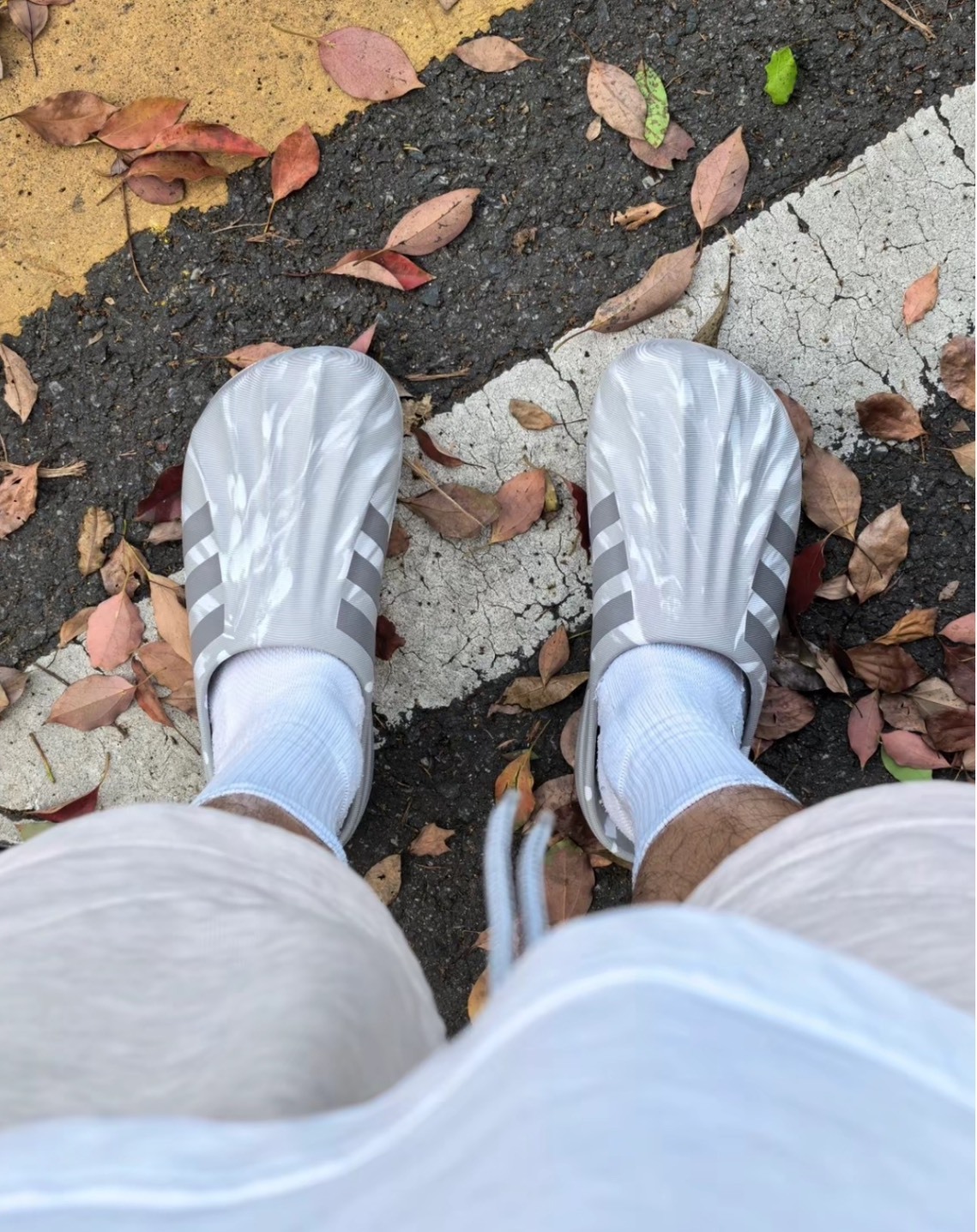 adidas adiFOM 灰色潮流穆勒拖鞋