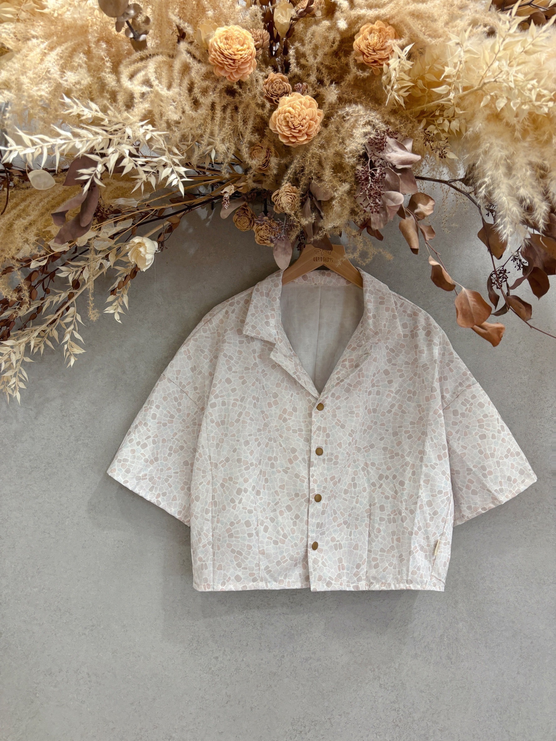 大理石 媽咪襯衫領短外套