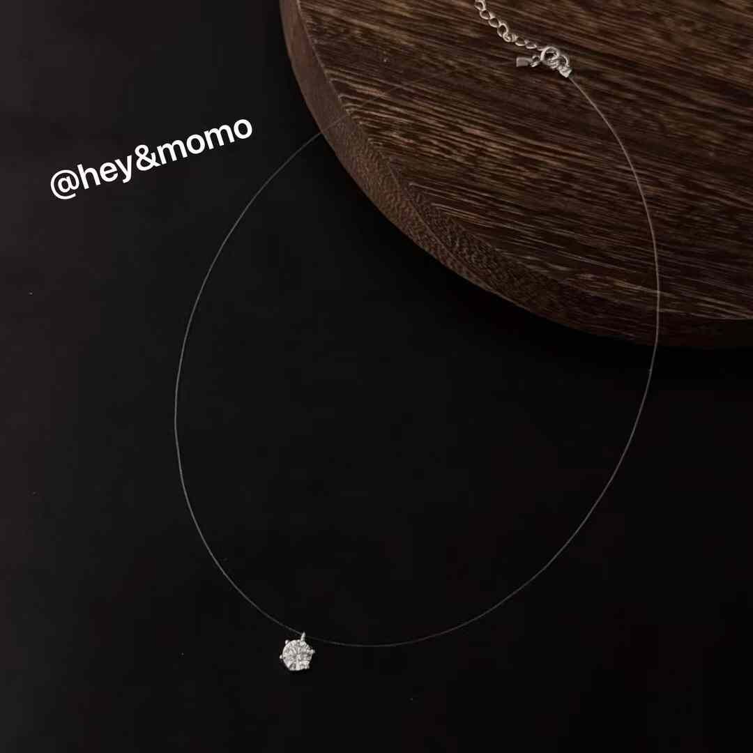 HM4347 925銀超閃施華洛單鑽簡約氣質項鍊