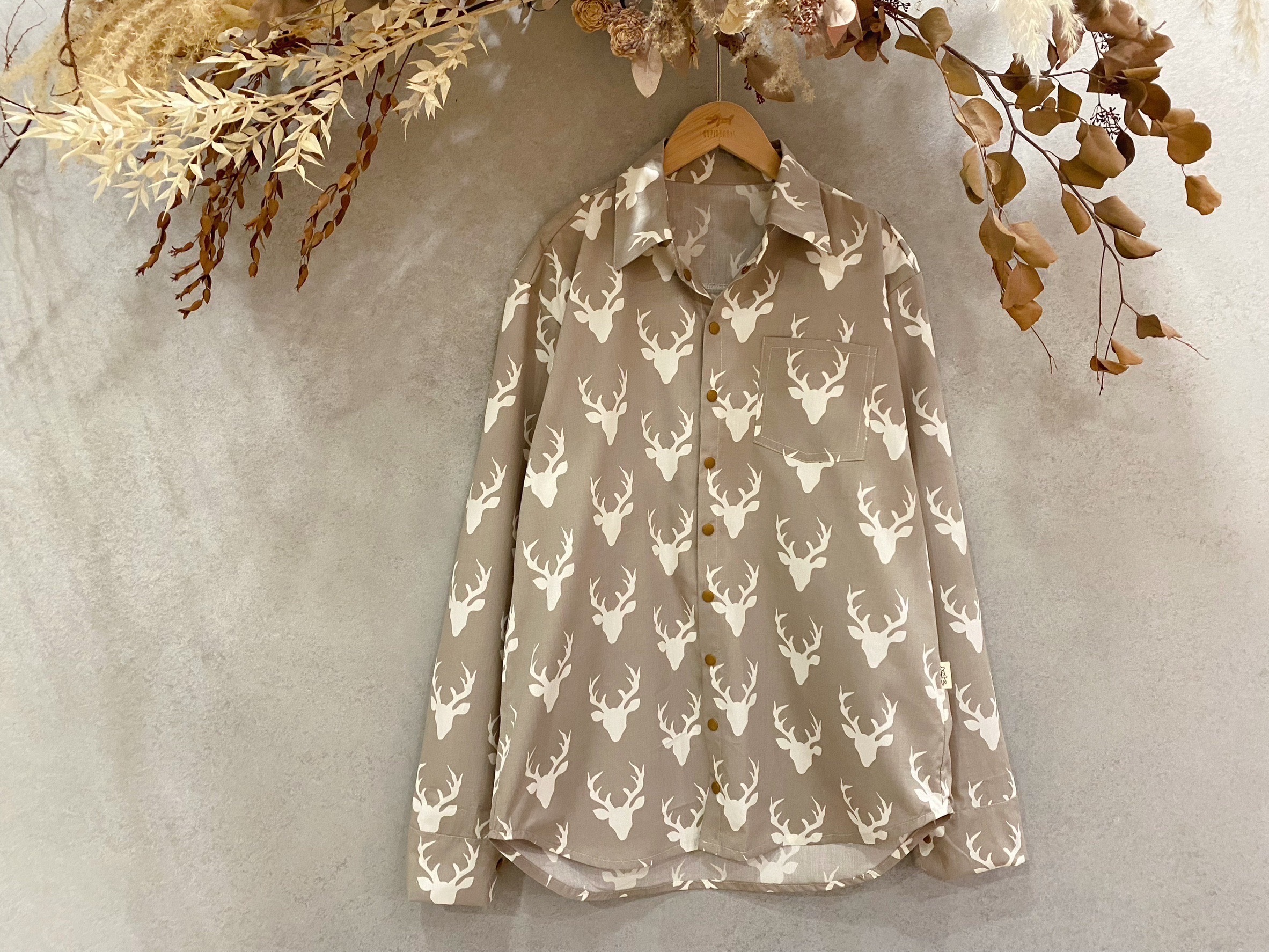 AGF灰鹿頭 爸比窄版長袖襯衫(M)