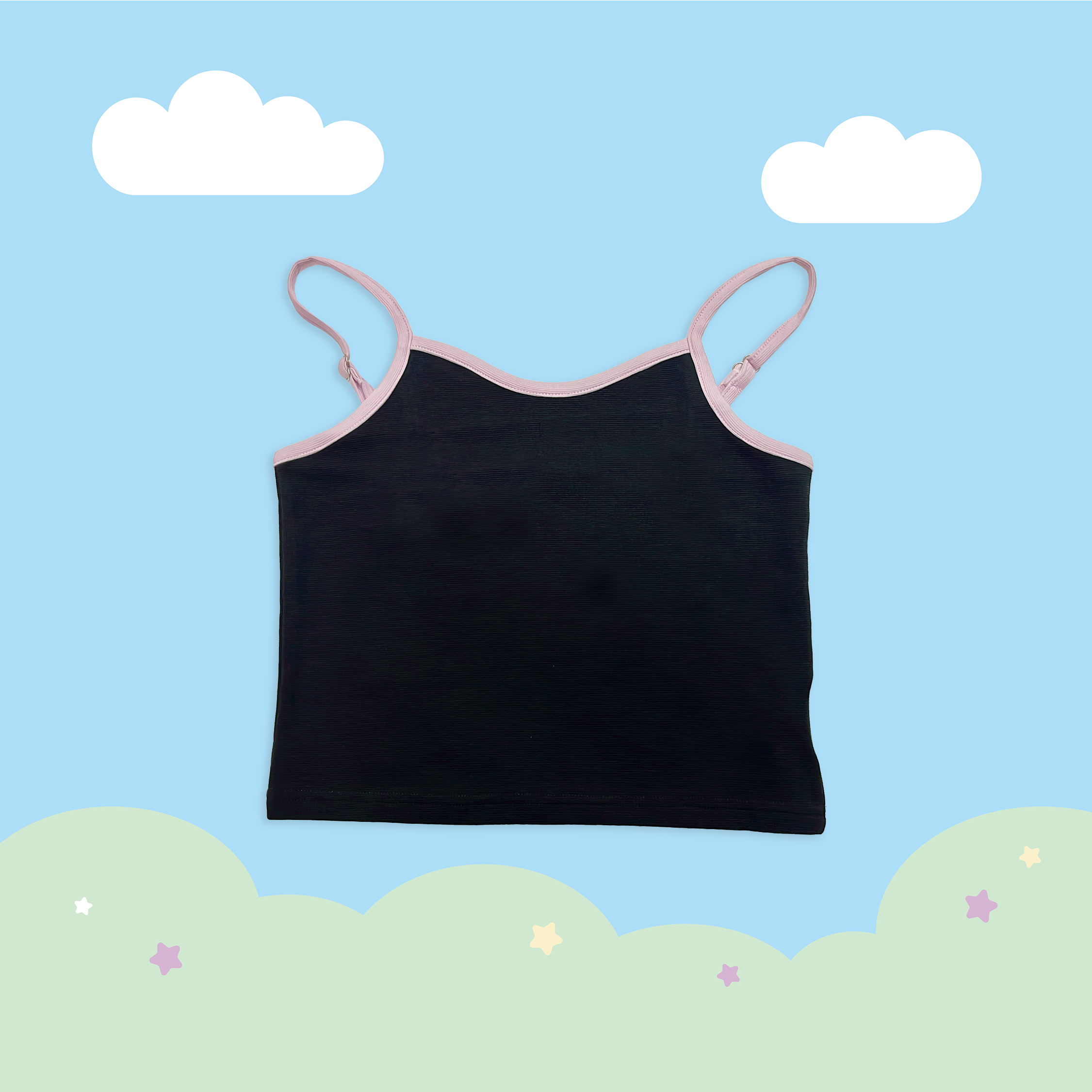 こ♡こ 撞色滾邊可調式細肩帶背心