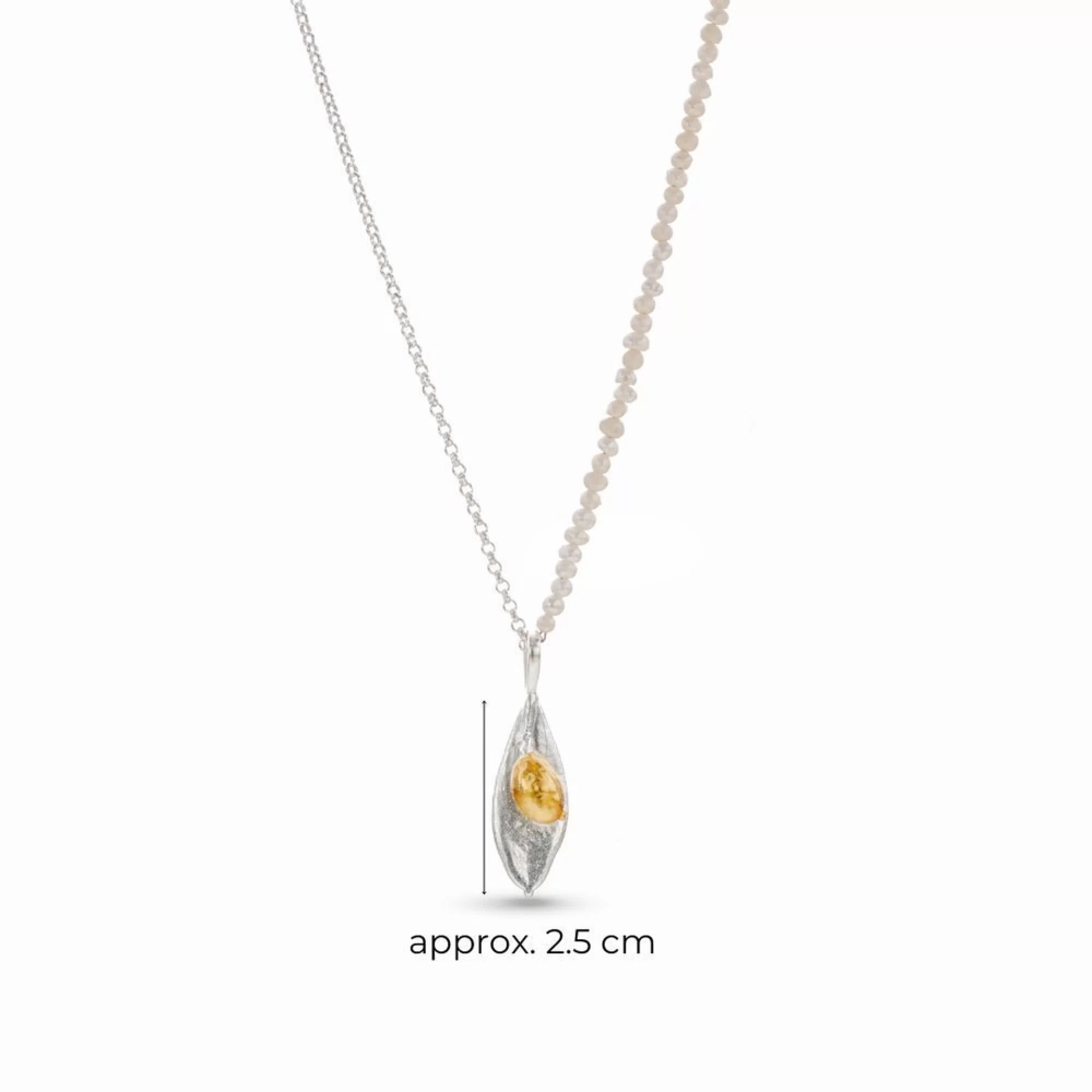1TA0524-309 THALLO Athena Olive Pendant Layer with Detachable Motif 24K Gold and Sterling Silver Pearl #s537b (A-SK-E)