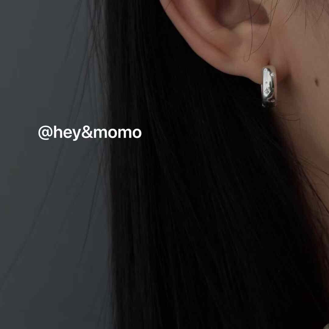 HM4373 925銀微鑲鑽多芒星簡約耳扣