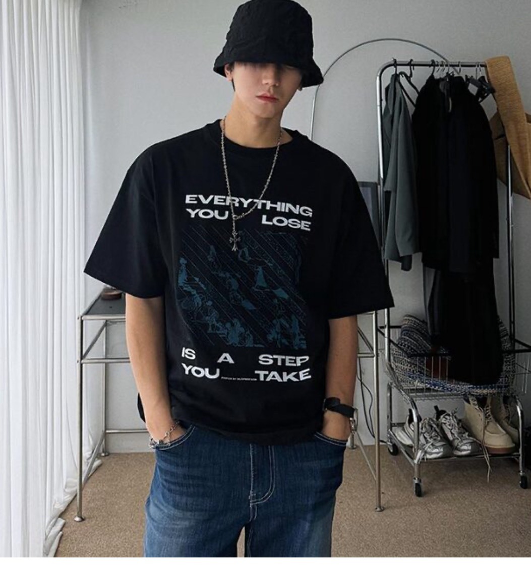 美式印花短袖上衣