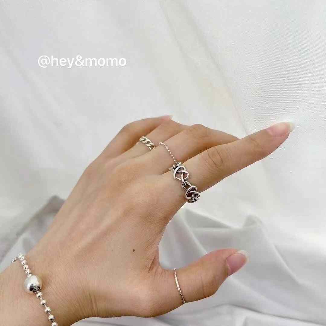 HM4338 925銀重工鏤空編織愛心戒指