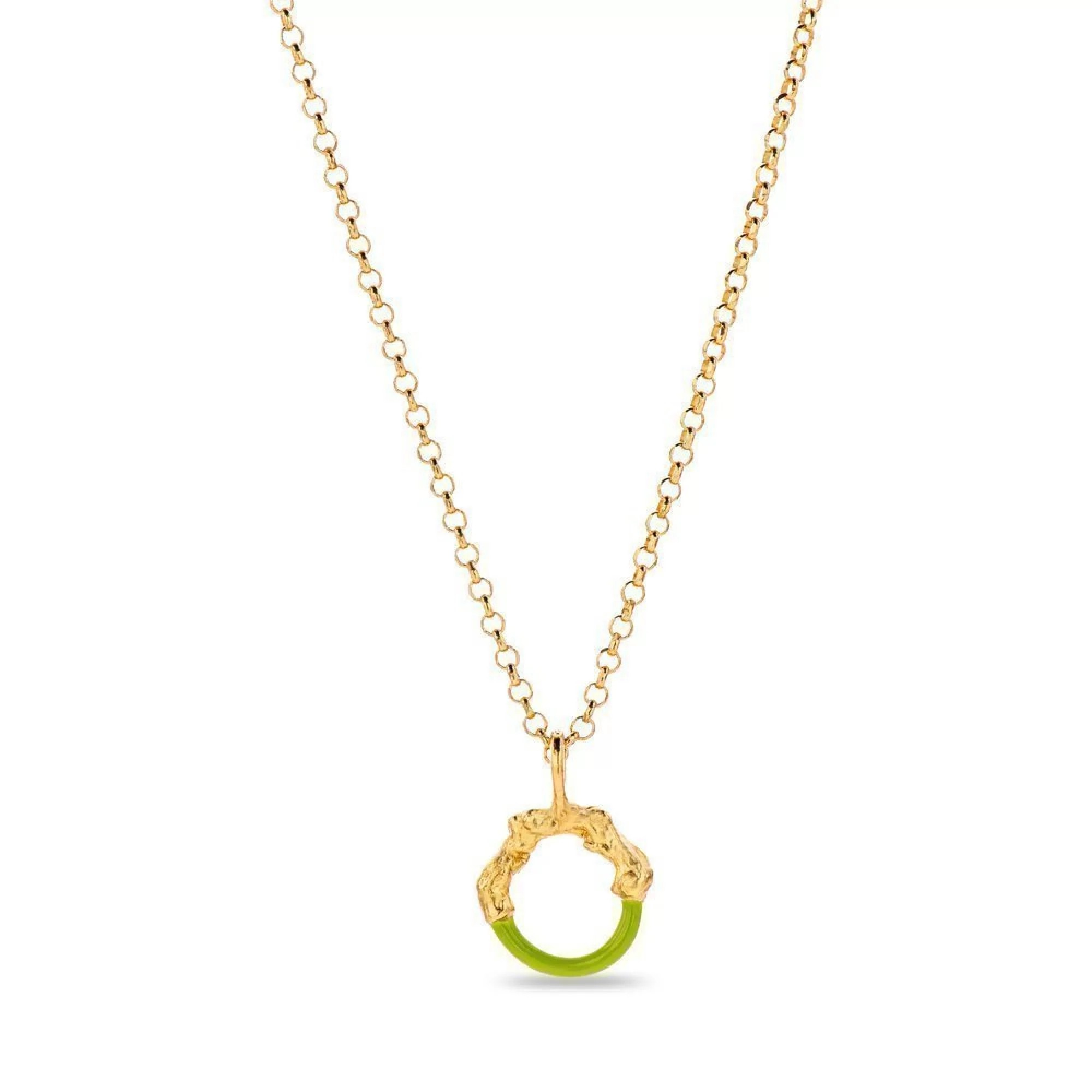 1TA0524-334 THALLO Helios Pendant Mini Layer with Detachable Motif 24K Gold Vermeil on Sterling Silver Green Enamel #s531b (A-LX-E)