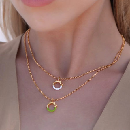 1TA0524-319 THALLO Helios Pendant Mini Layer With Detachable Motif 24K Gold Vermeil On Sterling Silver White Coral #s531b (A-LX-E)