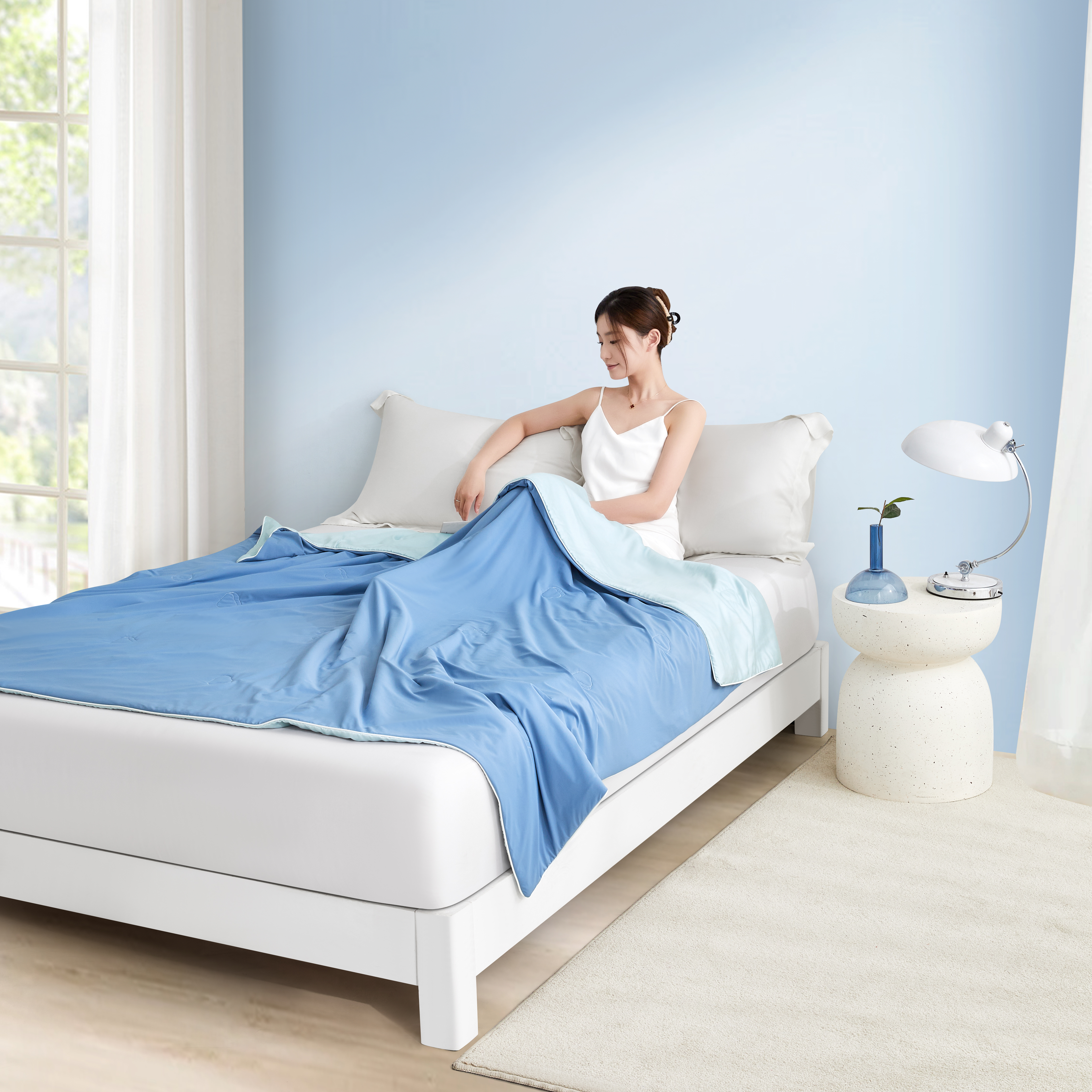 【換季出清】升級版-天冰被|深靜藍(天絲VS急凍涼感紗)