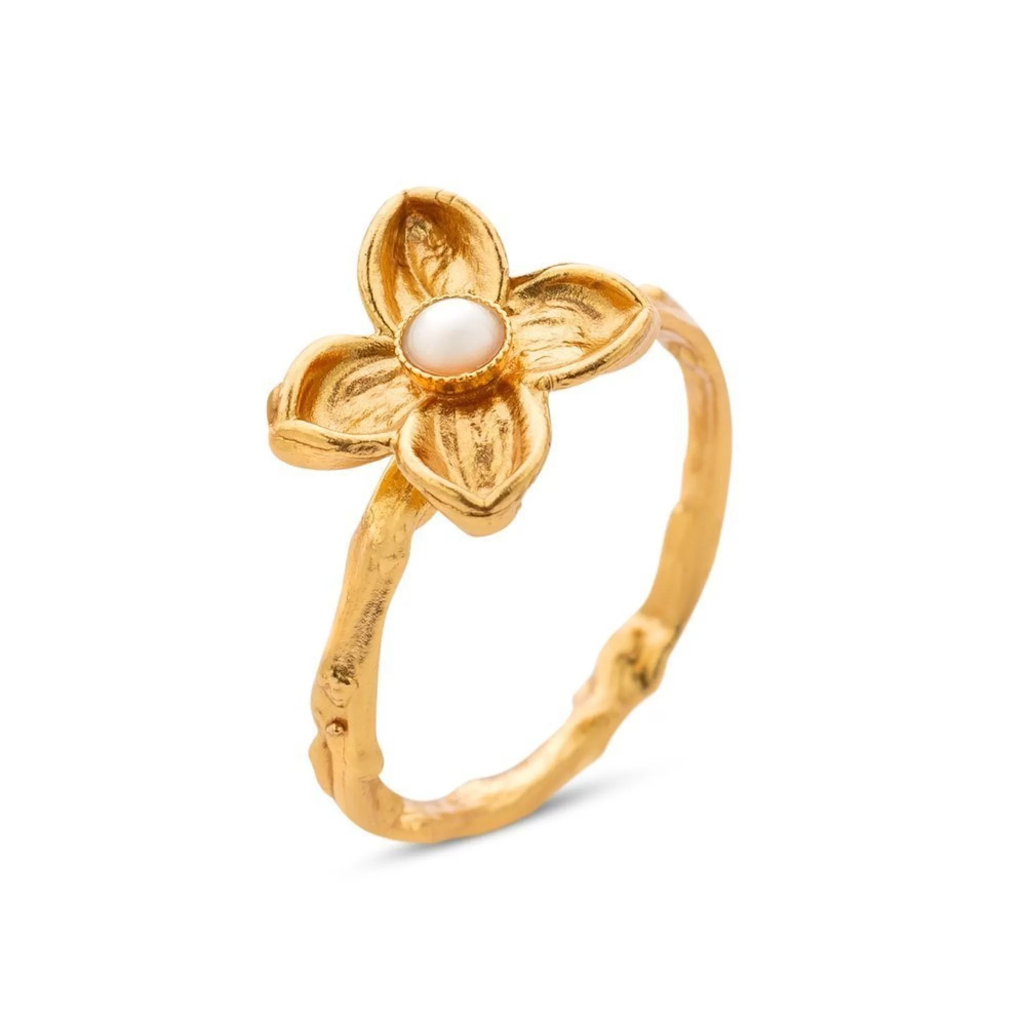 1TA0524-336 THALLO Artemis Ring with Narrow Twig Base 24K Gold Vermeil on Sterling Silver Mop #s956a (A-SK-E)