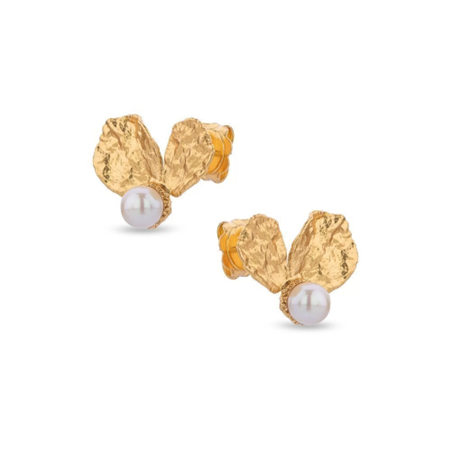 1TA0524-320 THALLO Nymphe Poppy Earrings Statement With Pearls 24K Gold Vermeil On Sterling Silver #s778b (A-SK-E)