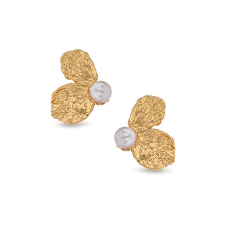 1TA0524-320 THALLO Nymphe Poppy Earrings Statement With Pearls 24K Gold Vermeil On Sterling Silver #s778b (A-SK-E)
