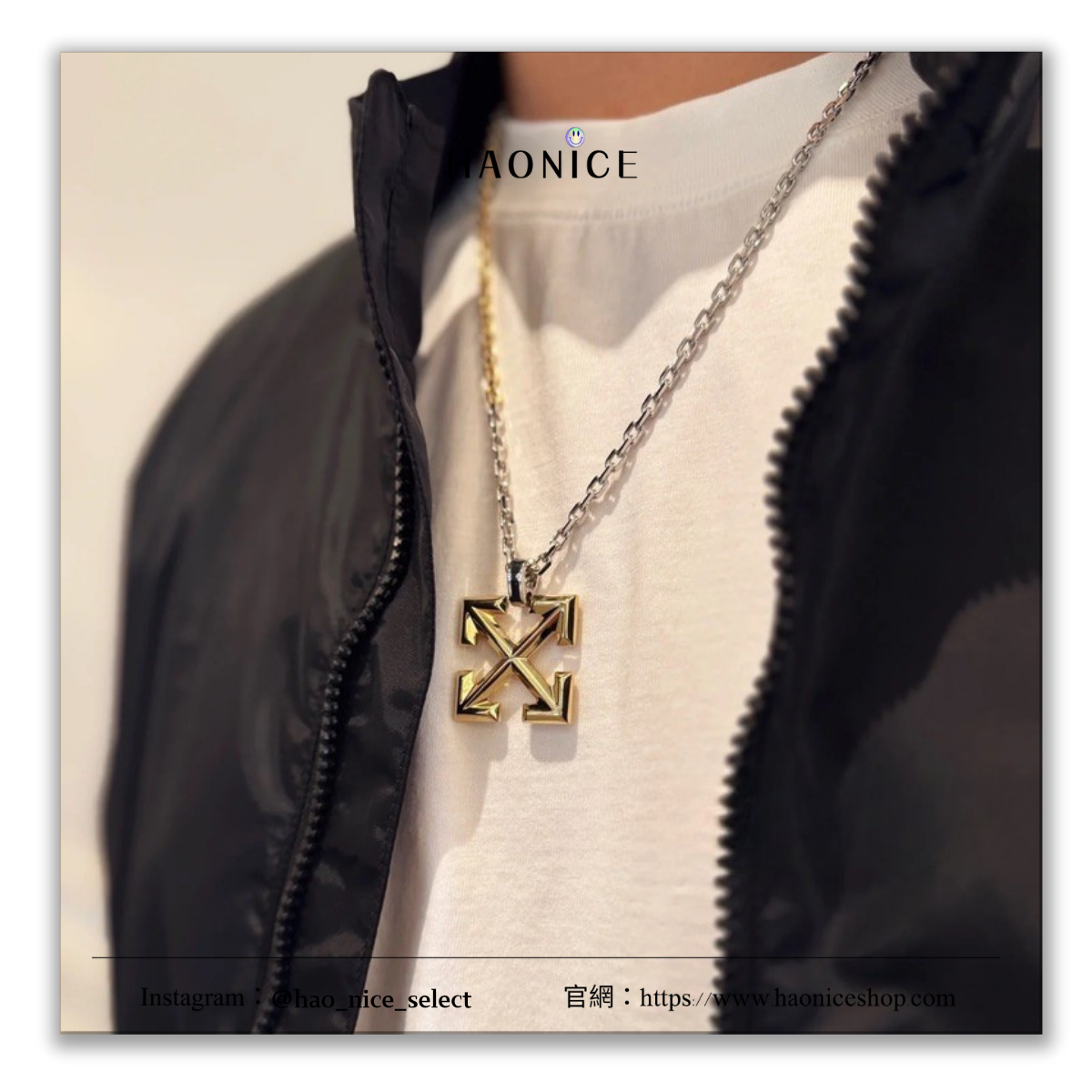 【HAO NICE】潮流必備🔥100%正品  OFF-WHITE 經典箭頭logo雙色項鏈 鍍金吊墜