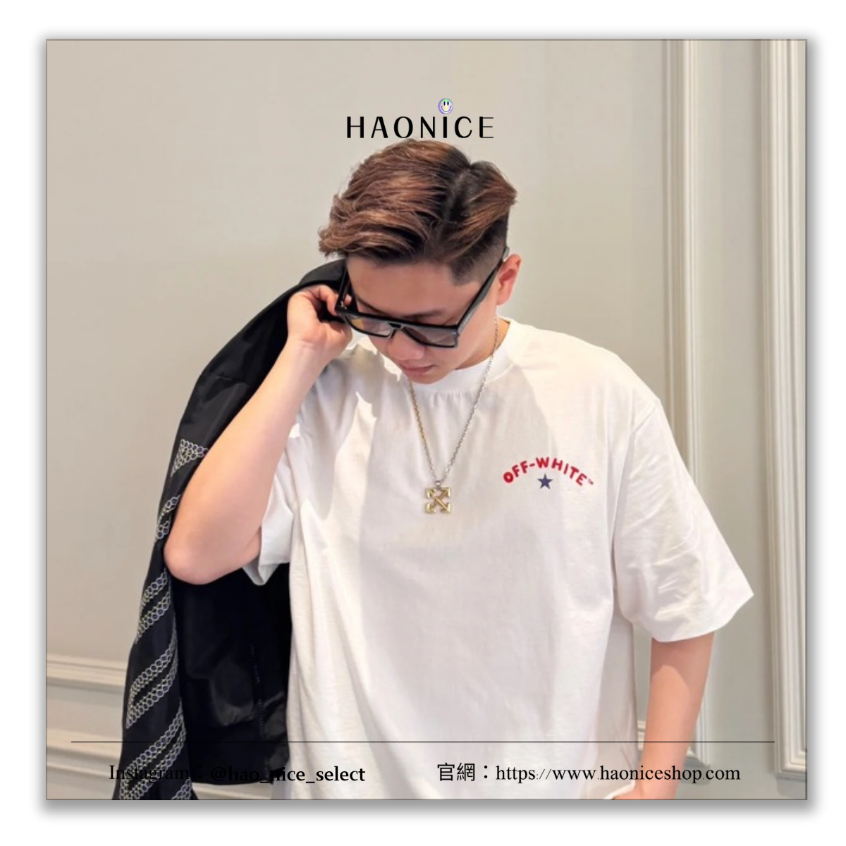 【HAO NICE】潮流必備🔥100%正品  OFF-WHITE 經典箭頭logo雙色項鏈 鍍金吊墜