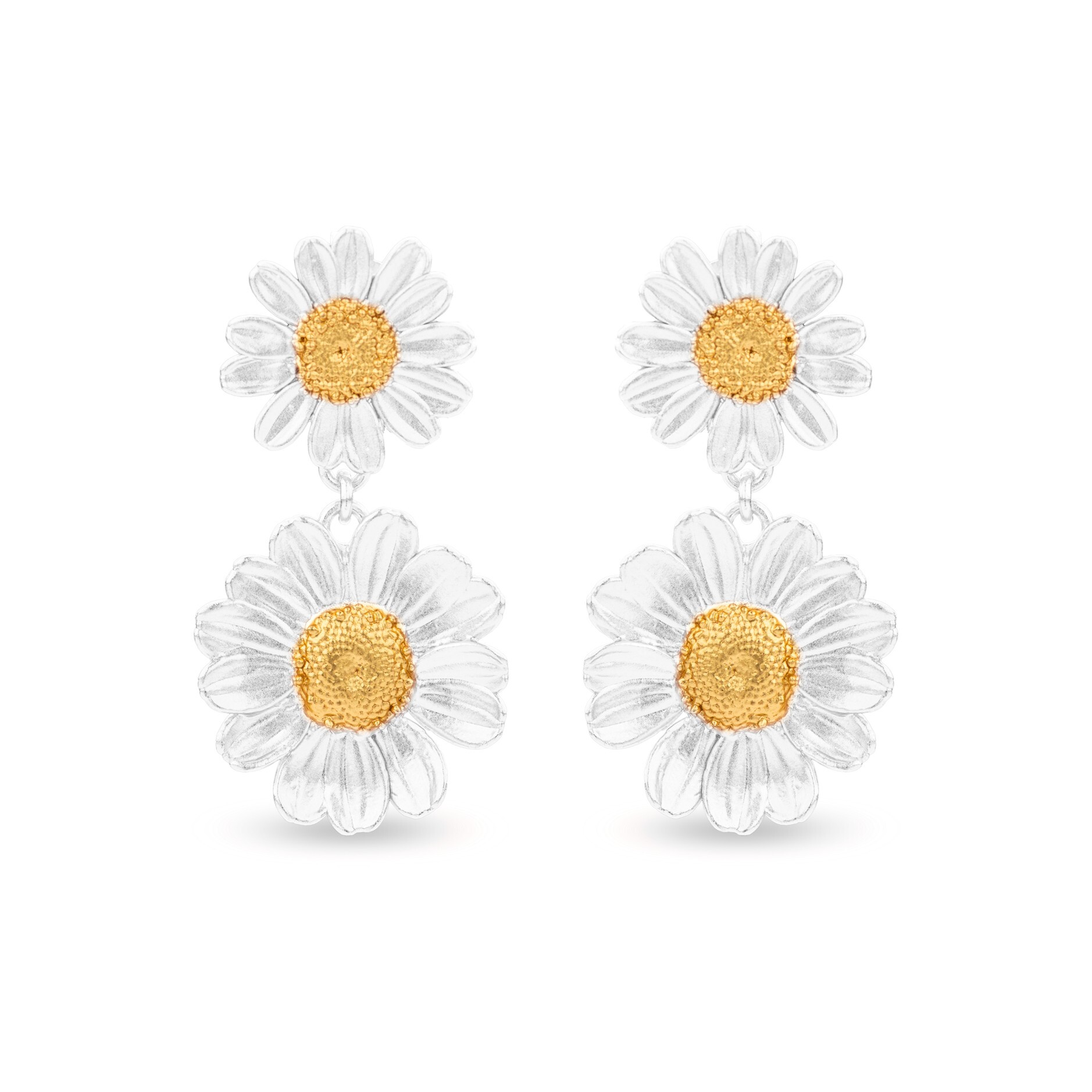 1TA0524-361 THALLO Flower Earrings Drops & Dangles 24K Gold Vermeil On Sterling Silver #s777b (A-LX-E)