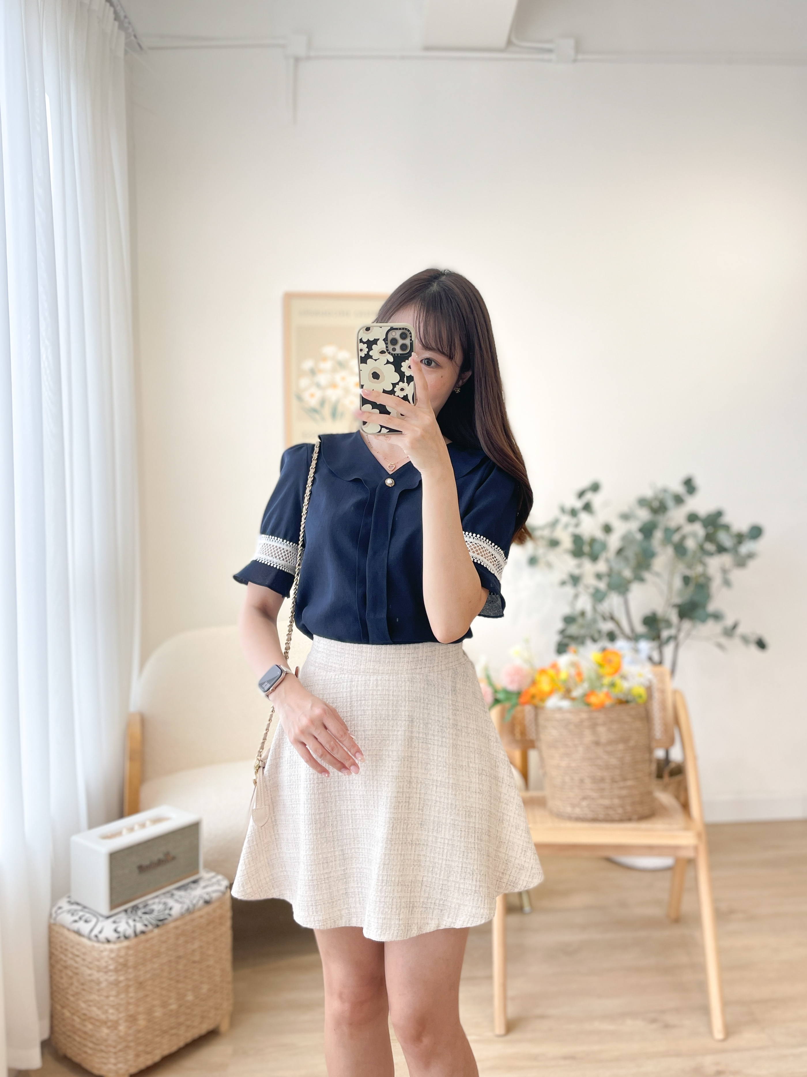 SK547 Golden Sand Tweed Mini Skirt