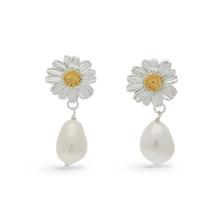 1TA0524-365 THALLO Ismini Daisy Earrings White/Silver #s452a (A-SK-E)