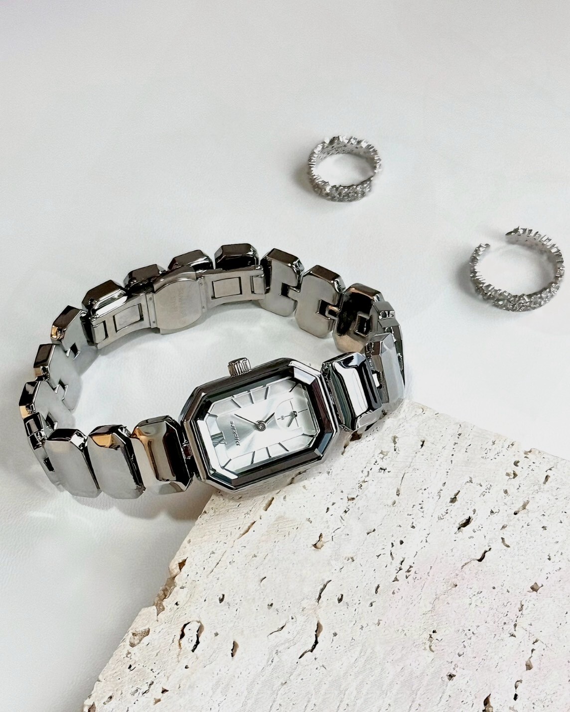 Dickies 輕奢小冰糖方錶 銀色/粉色 石英機芯 防水