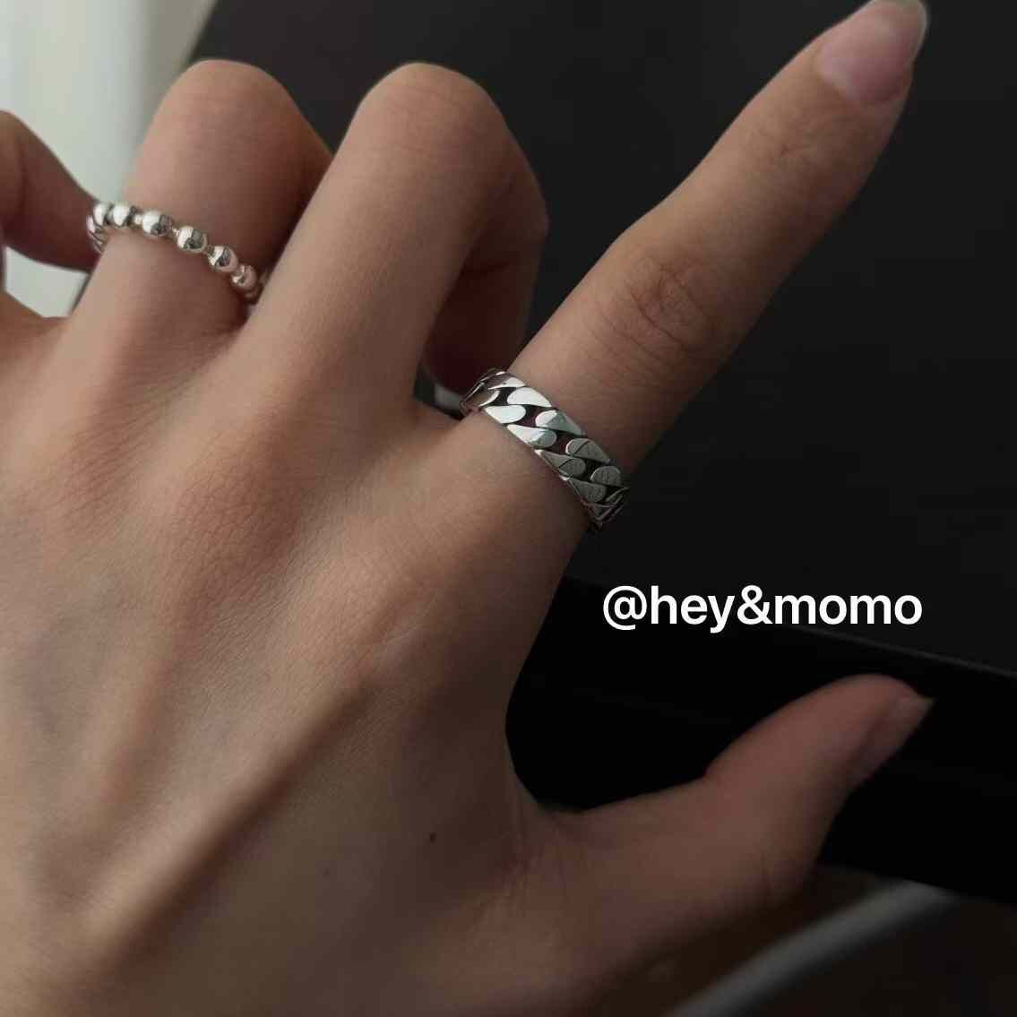 HM4341 925銀重工鏈條造型戒指