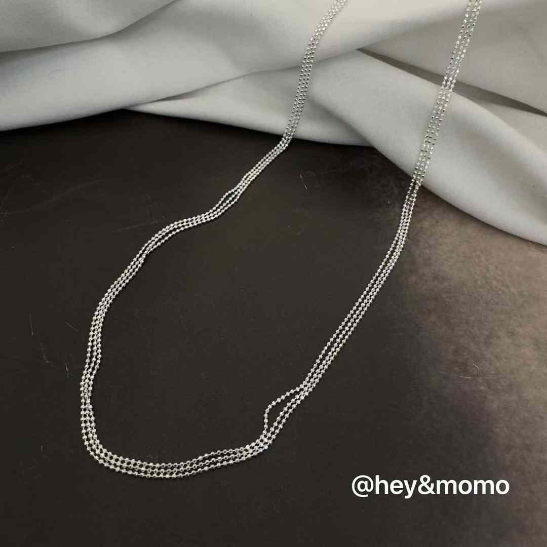 HM4377 925銀超閃銀豆豆三層項鍊