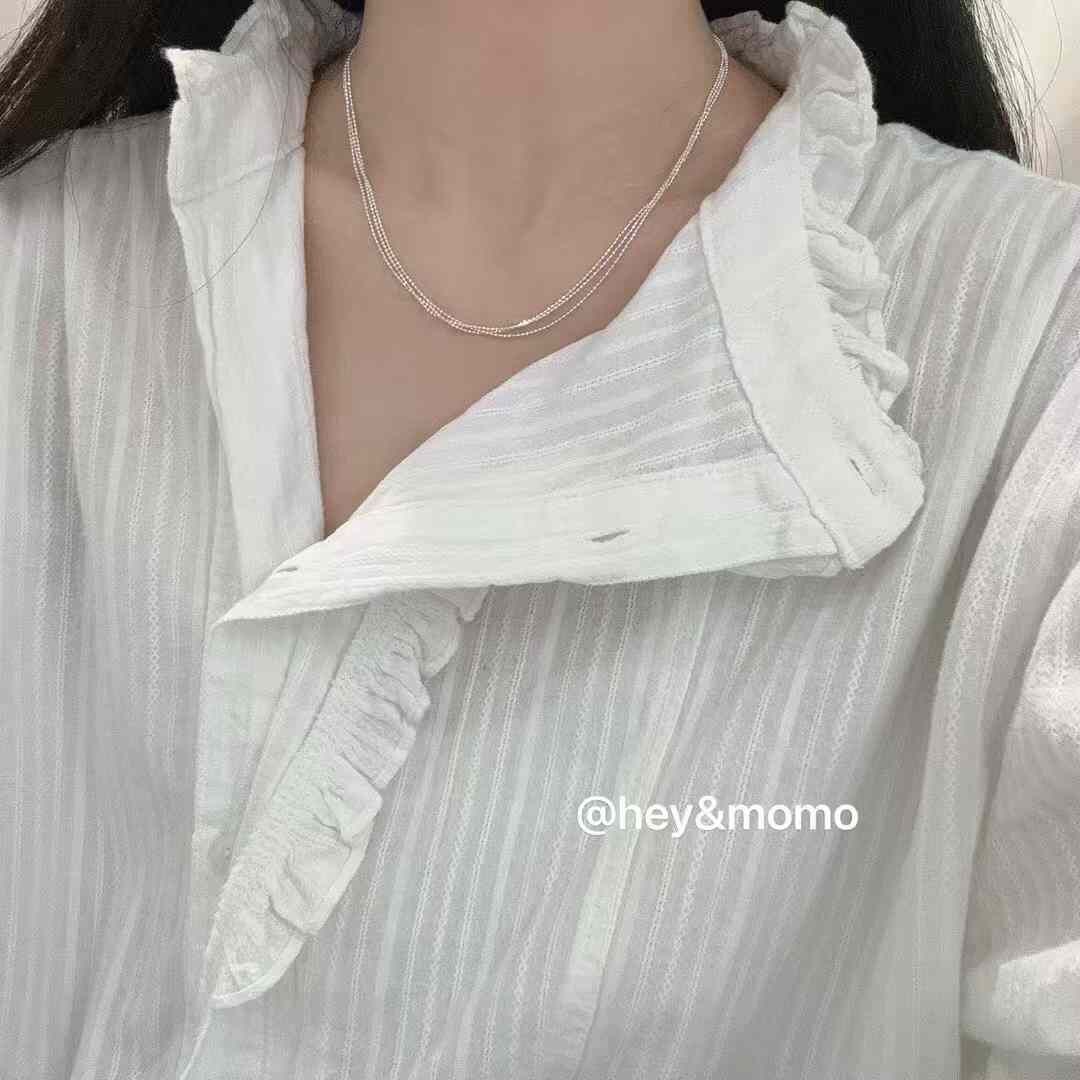 HM4377 925銀超閃銀豆豆三層項鍊