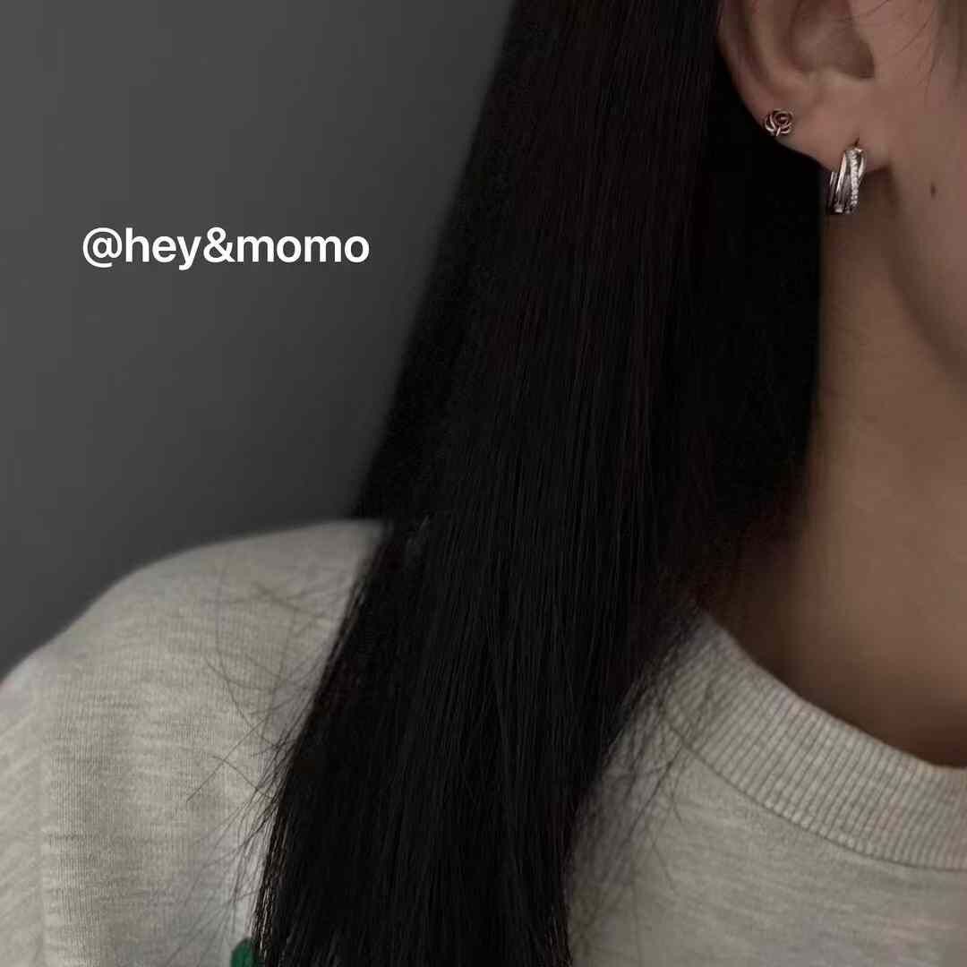 HM4349 925銀微鑲鑽X造型簡約耳扣