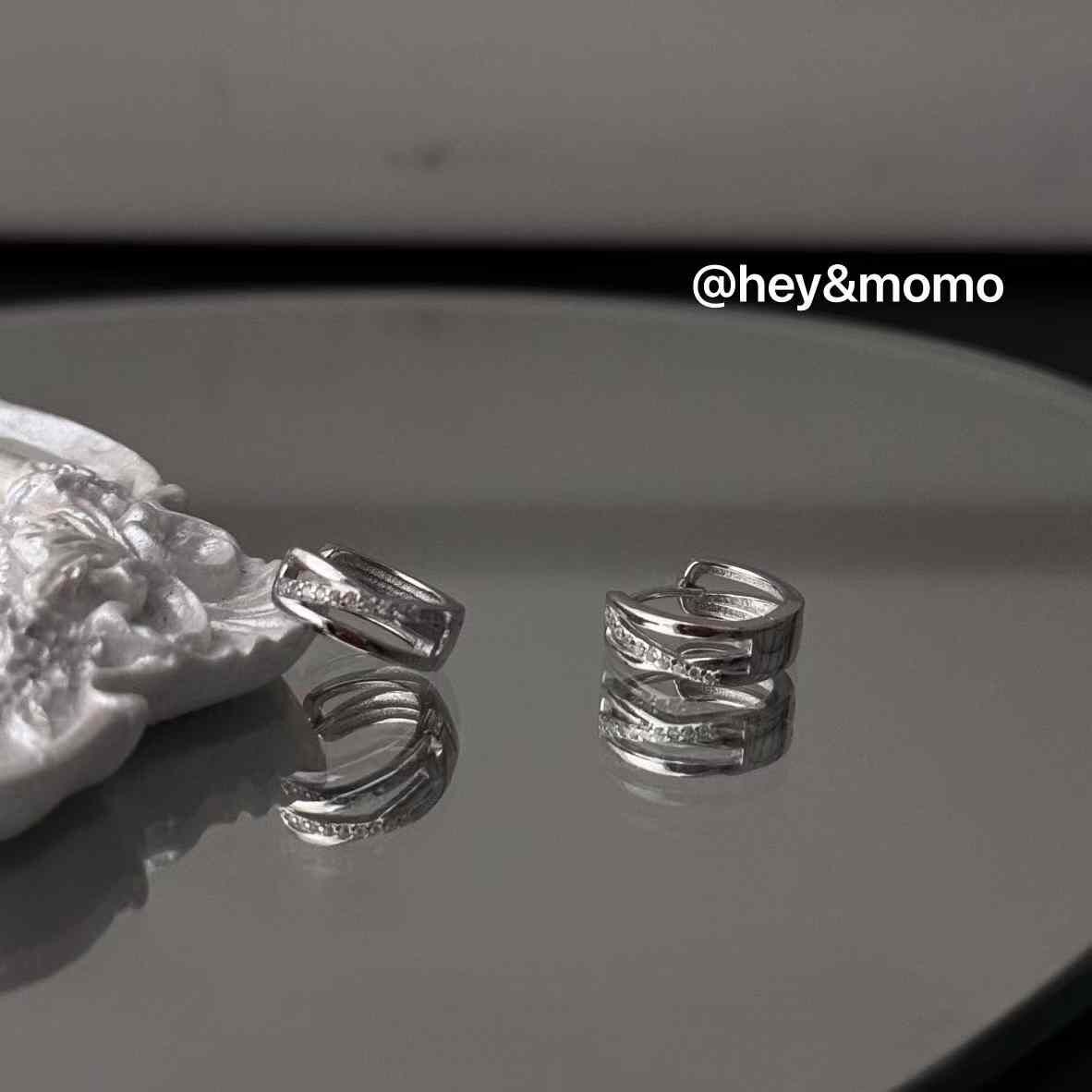 HM4349 925銀微鑲鑽X造型簡約耳扣