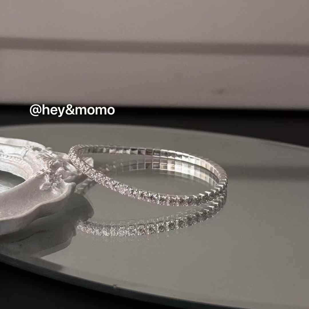 HM4354 925銀超火3mm水鑽網球鏈彈力繩手鍊