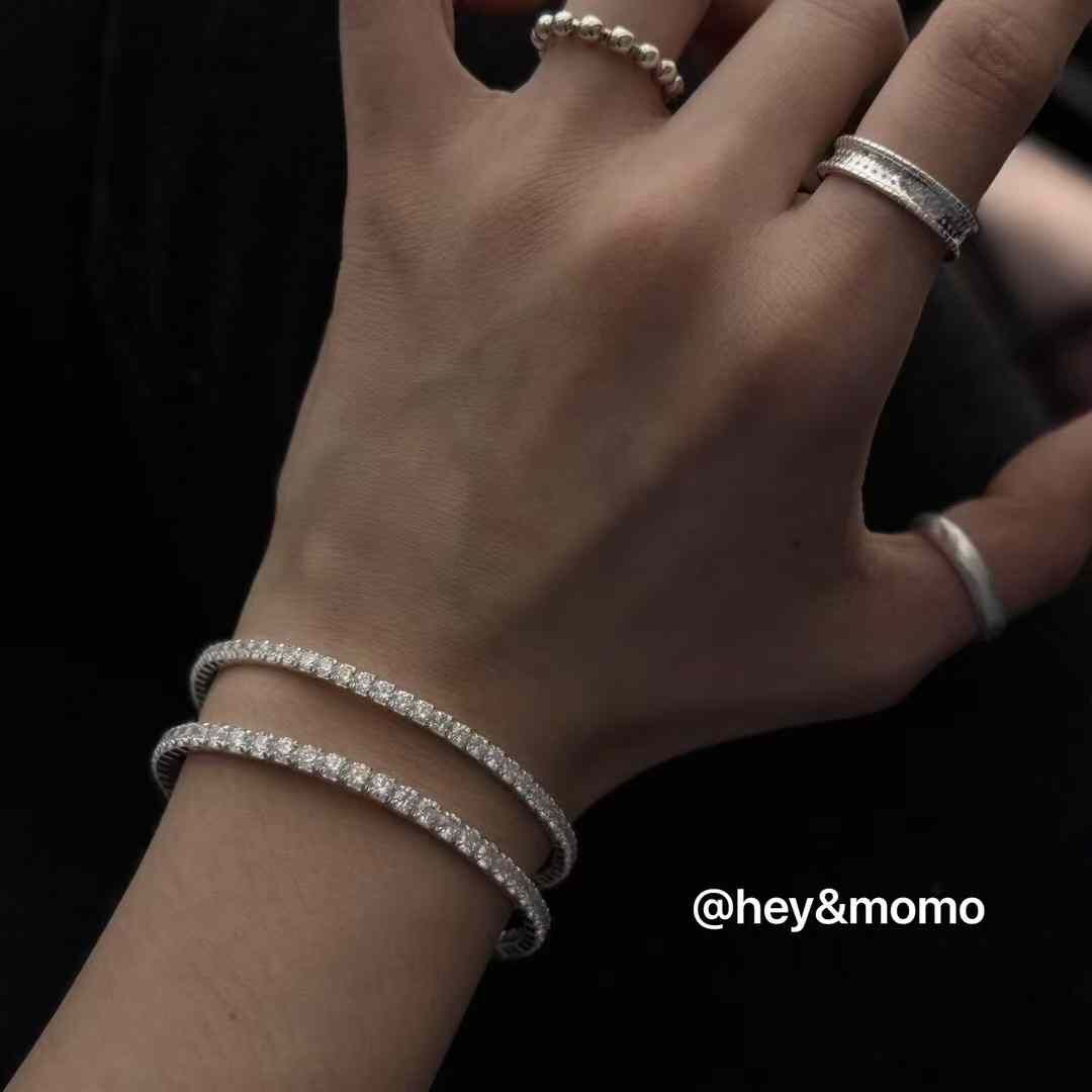 HM4355 925 銀超火2.5mm水鑽網球鏈彈力繩手鍊