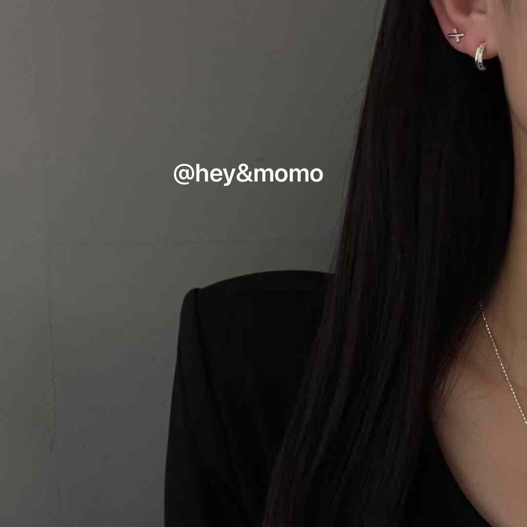 HM4359 925銀微香彩鑽半包耳耳環