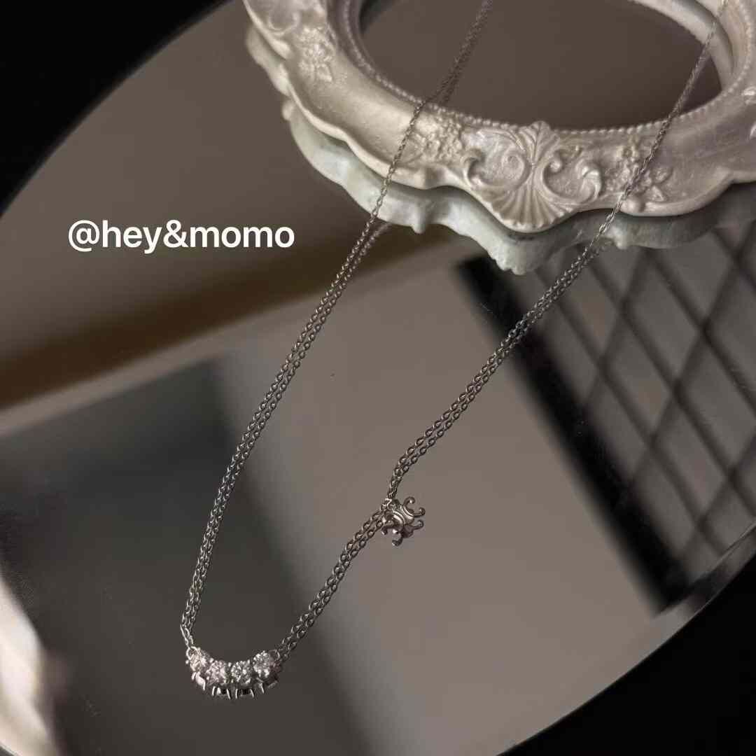 HM4360 925銀施華洛水鑽➕凱旋門吊飾簡約項鍊