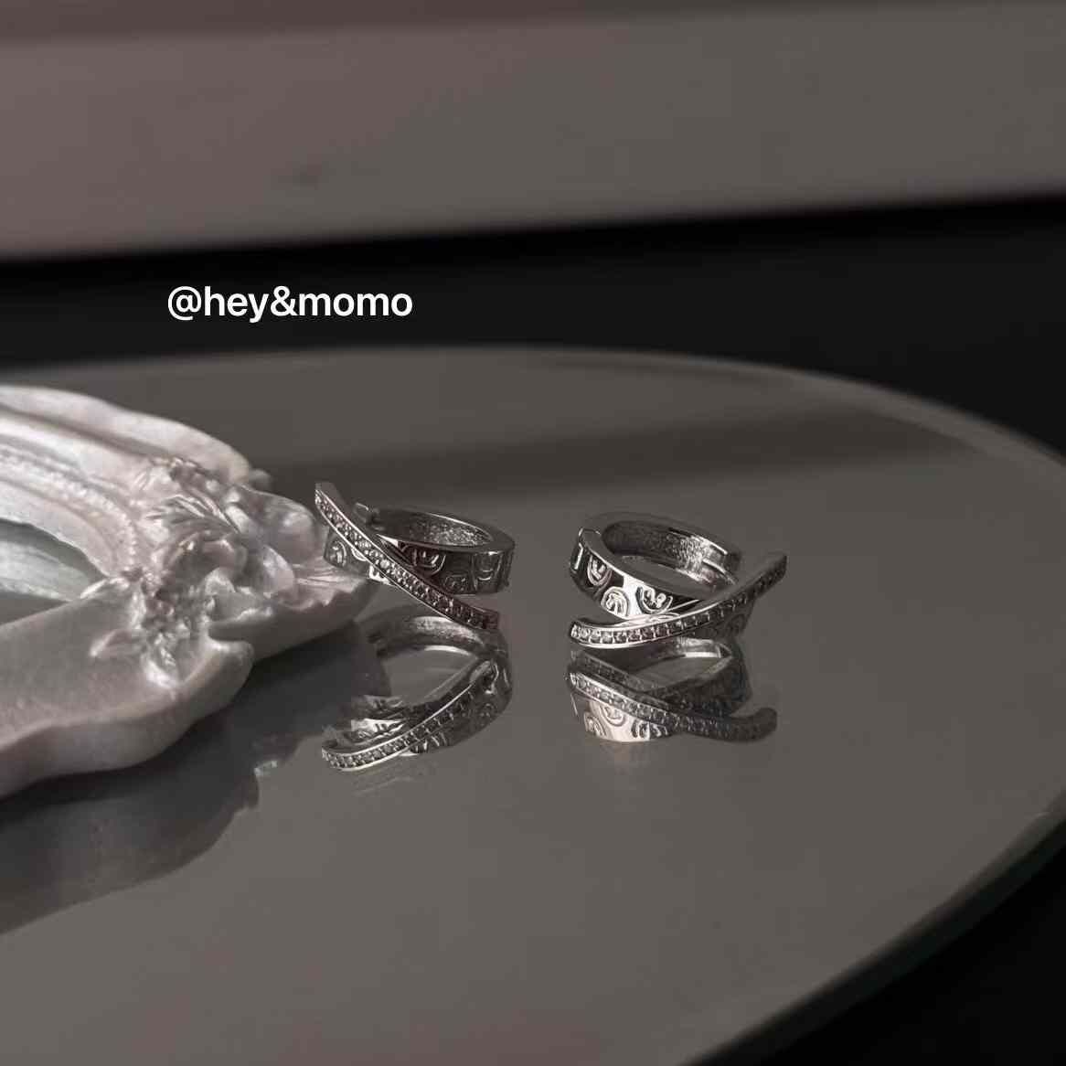 HM4363 925銀微鑲鑽大牌設計款個性耳圈