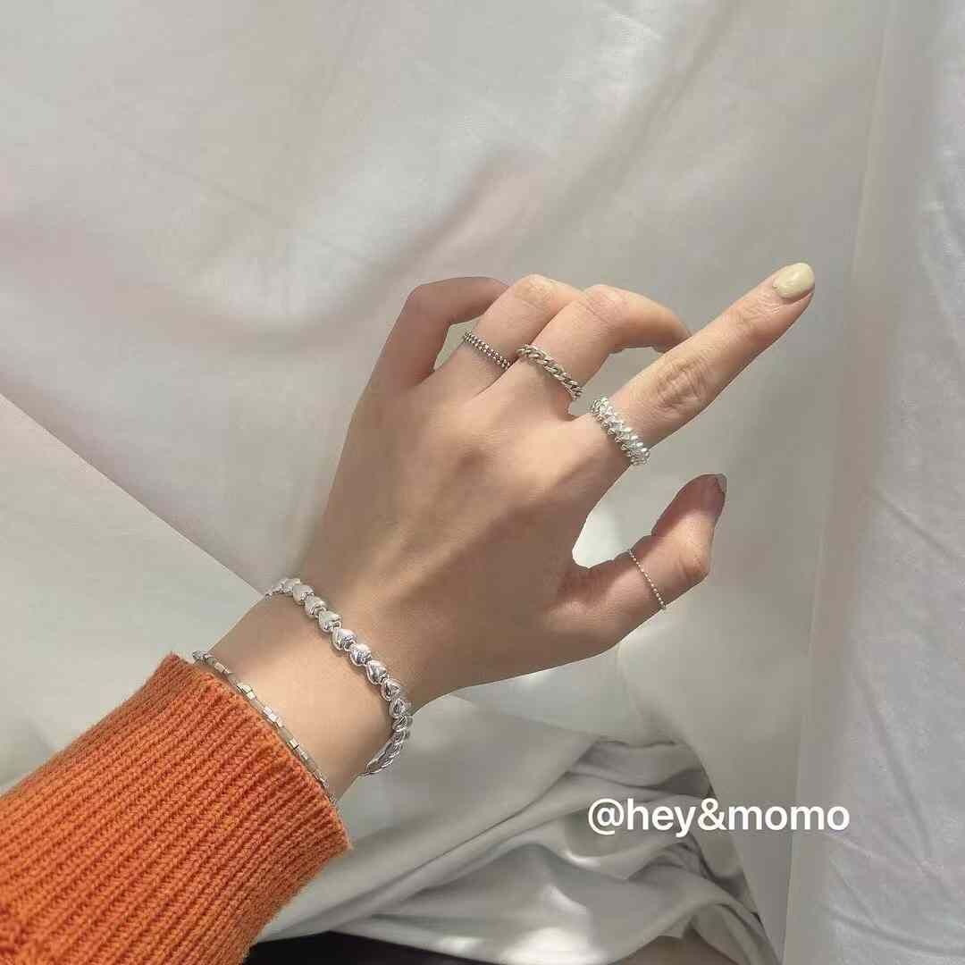 HM4364 925銀個性鉚釘戒指