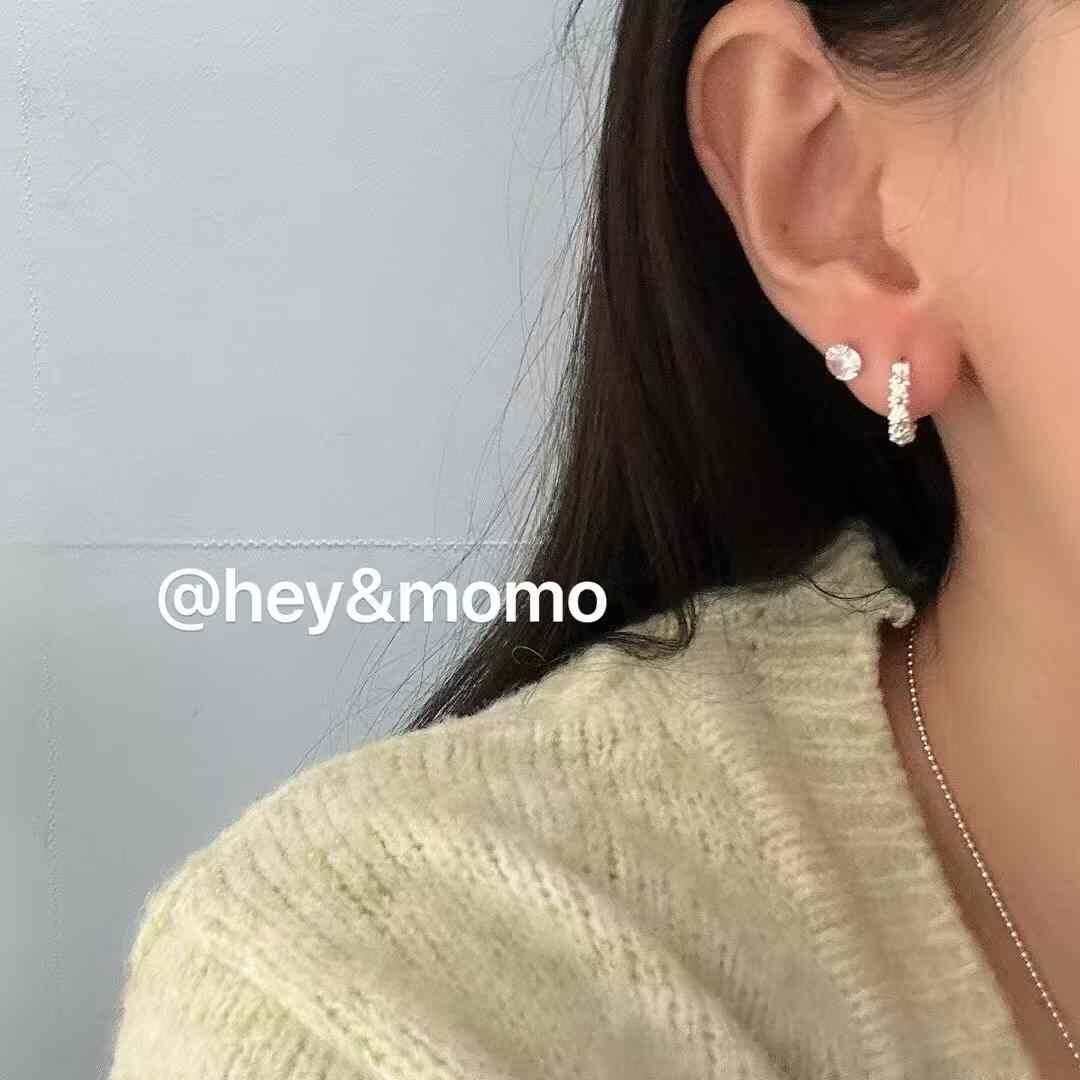 HM4365 925銀金銀拼色小雛菊U型耳扣