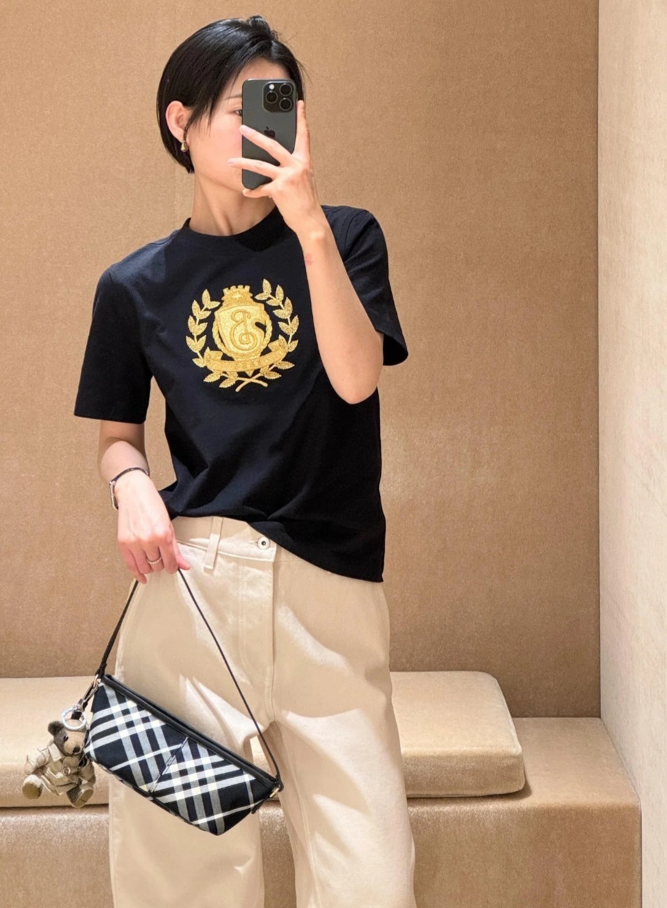 BBR 黑色 金色刺繡 Logo Tee