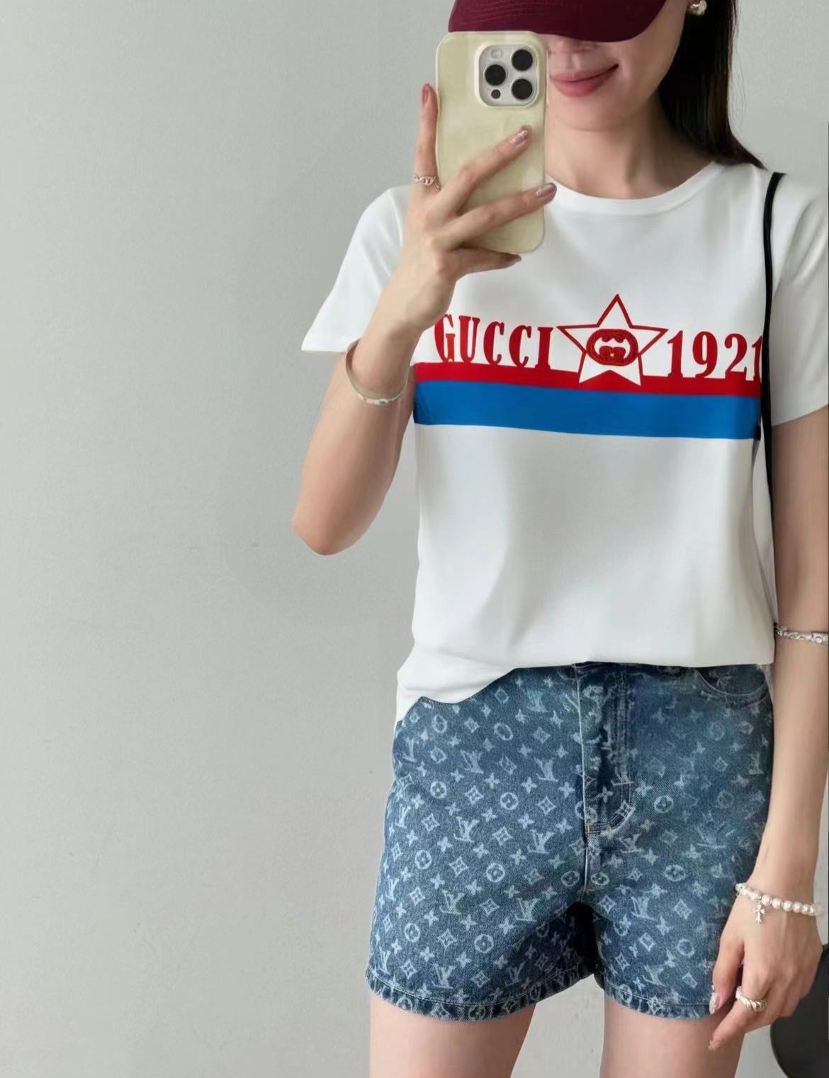 GG Kids 白色 1921印花立體Logo Tee