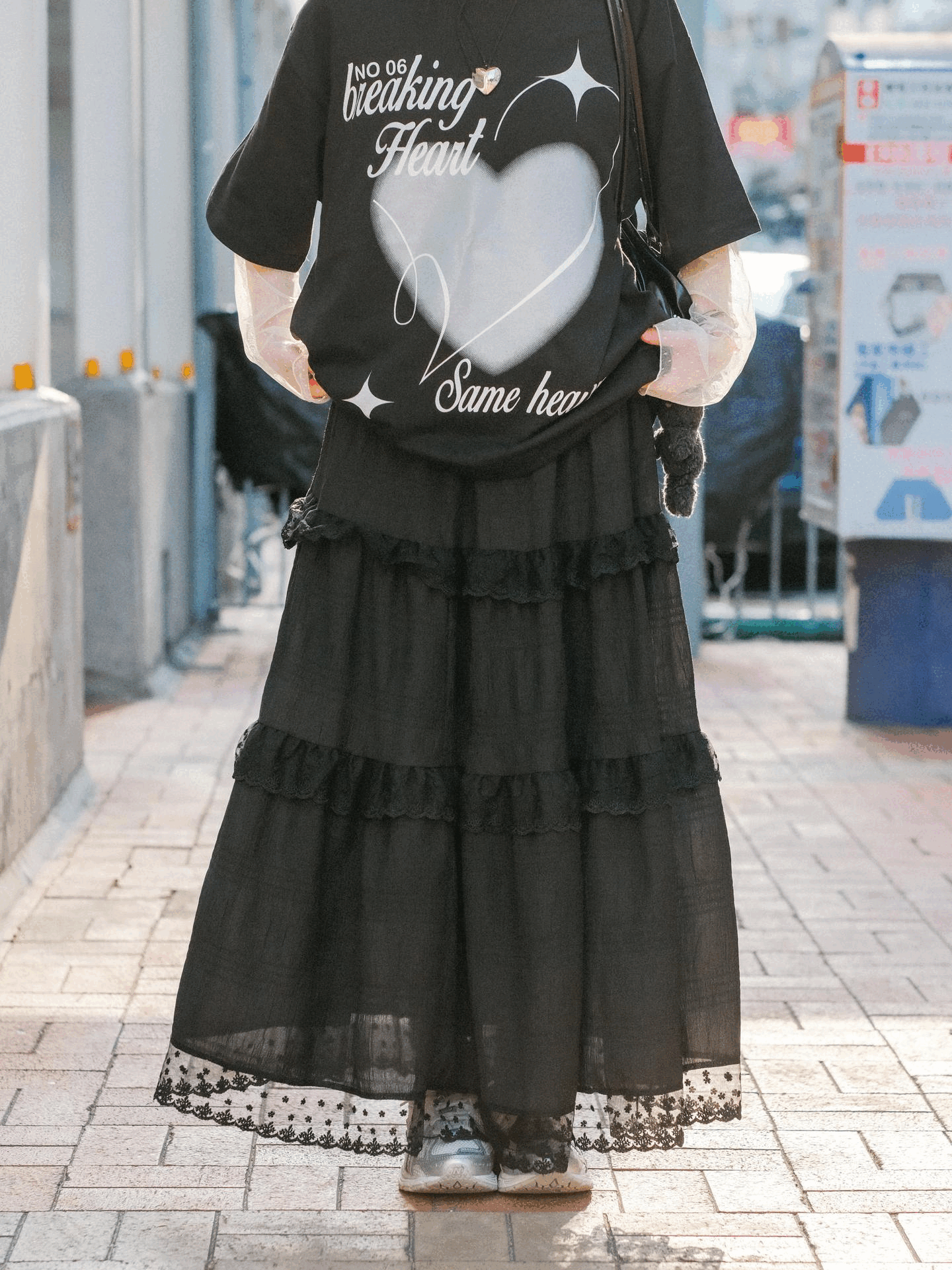 皺皺蕾絲花花Ruffle蛋糕長裙