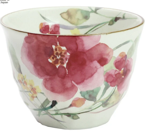 日本美濃燒瓦杯(シュウメイ菊)(赤) (日本製)