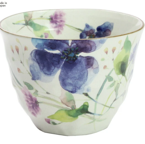 日本美濃燒瓦杯(クレマチス)(青) (日本製)