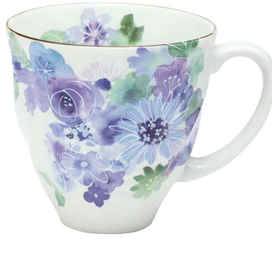 日本美濃燒有耳瓦杯(花工房)(藍) (日本製)