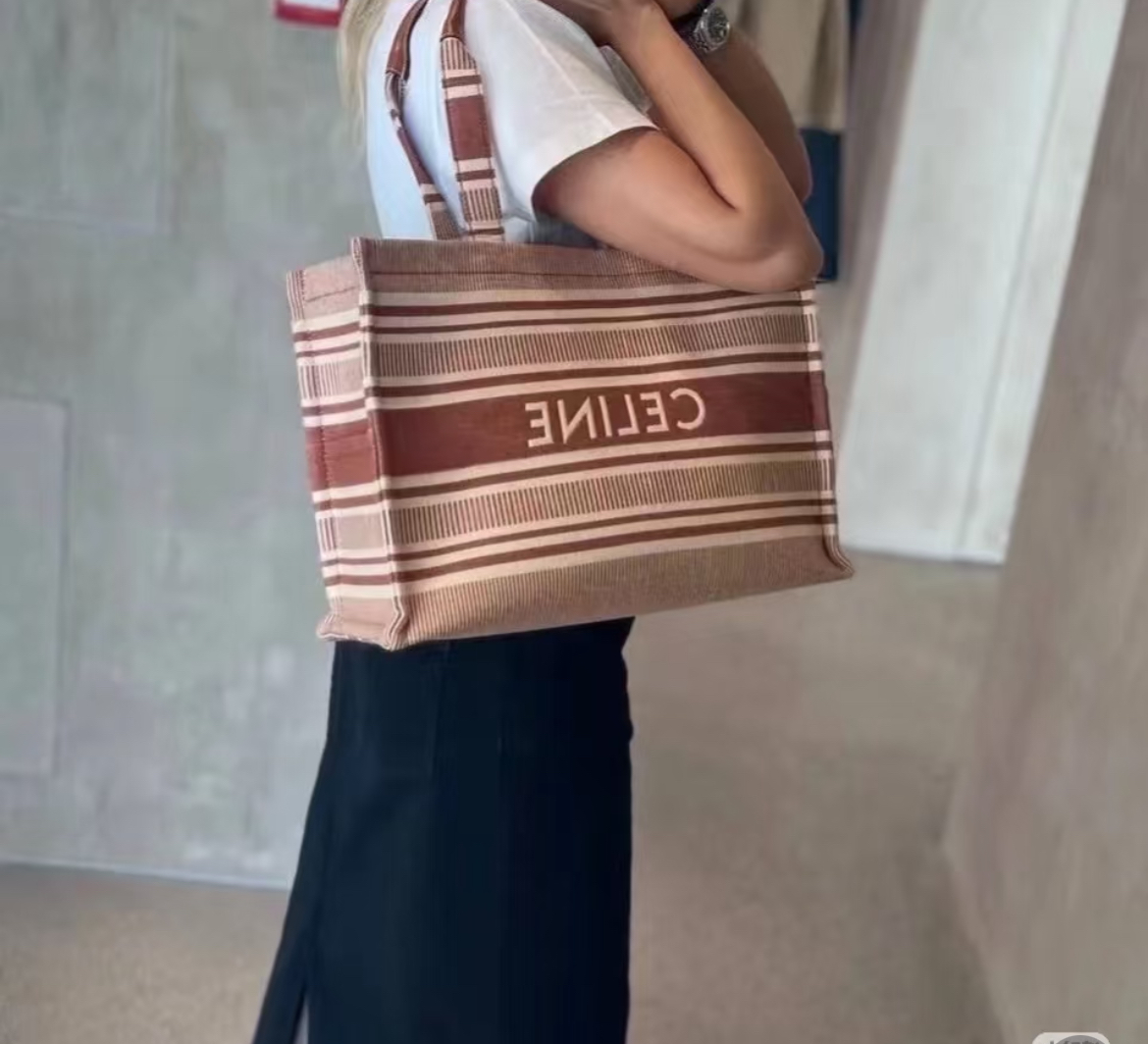Celine bag Large Cabas Thais Striped Texture Tote bag