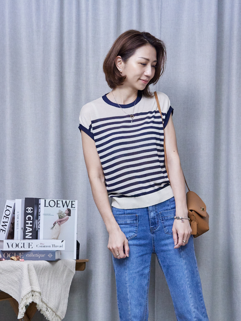 條紋控的溫柔派♡輕薄針織的優雅新提案