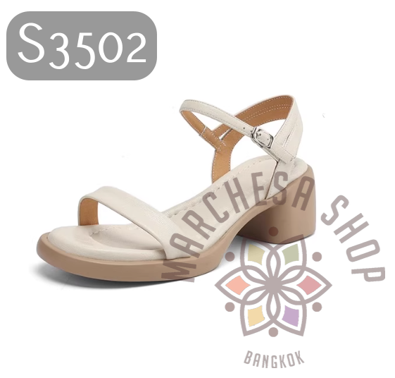 S3502 - 頭層小羊皮簡約一字帶低踭涼鞋