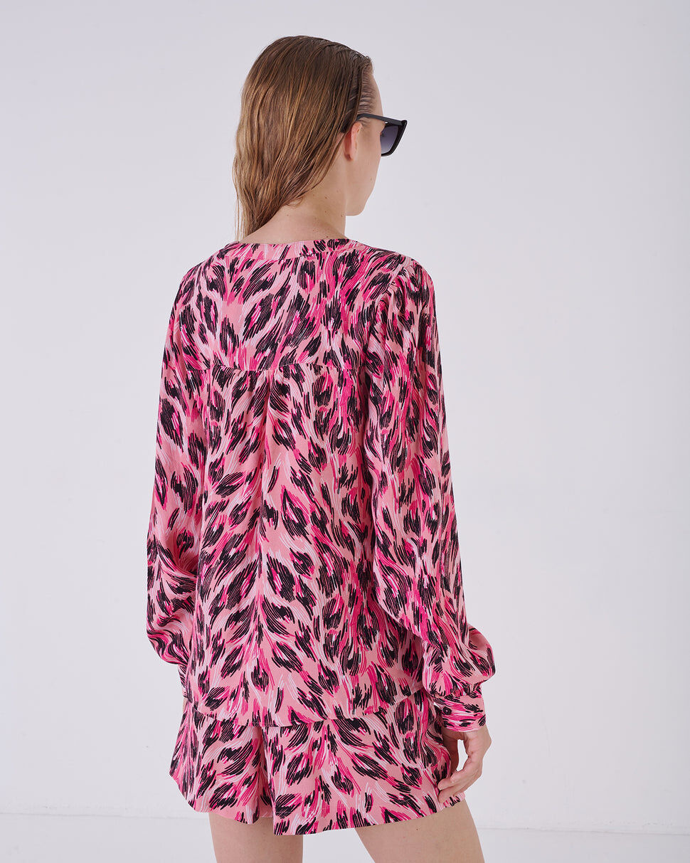 【Silvian Heach】個性豹紋長袖襯衫