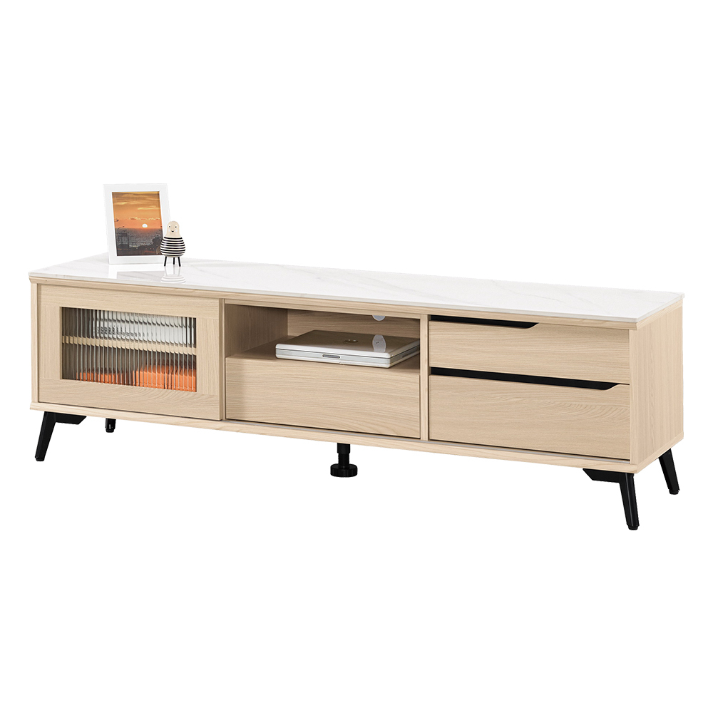 艾瑪5尺長虹玻璃推/拉門三抽岩板電視櫃/長櫃/視聽櫃